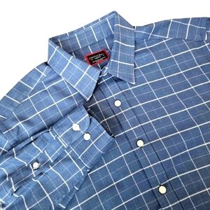 Untuckit Shirt Mens Medium Light Flannel Blue Plaid Long Sleeve Button Up